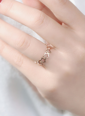 个性钛钢玫瑰金五角星女尾戒戒指