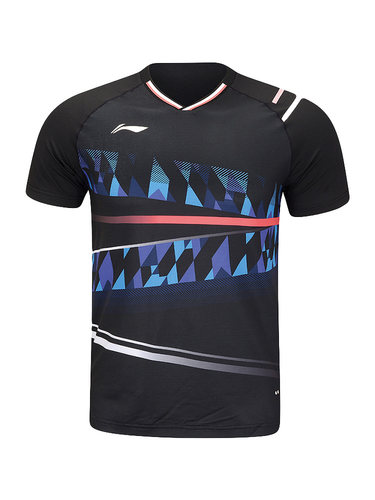 2024新款李宁羽毛球服短袖国际大赛服男女比赛球衣速干T恤AAYU131 - 图1