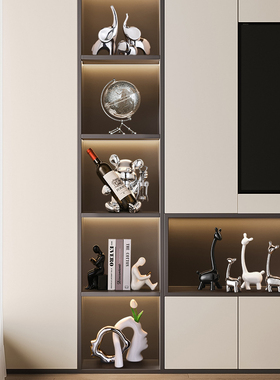 速发轻奢上红酒架装饰品球件客厅地摆仪电视柜高端大气熊档次