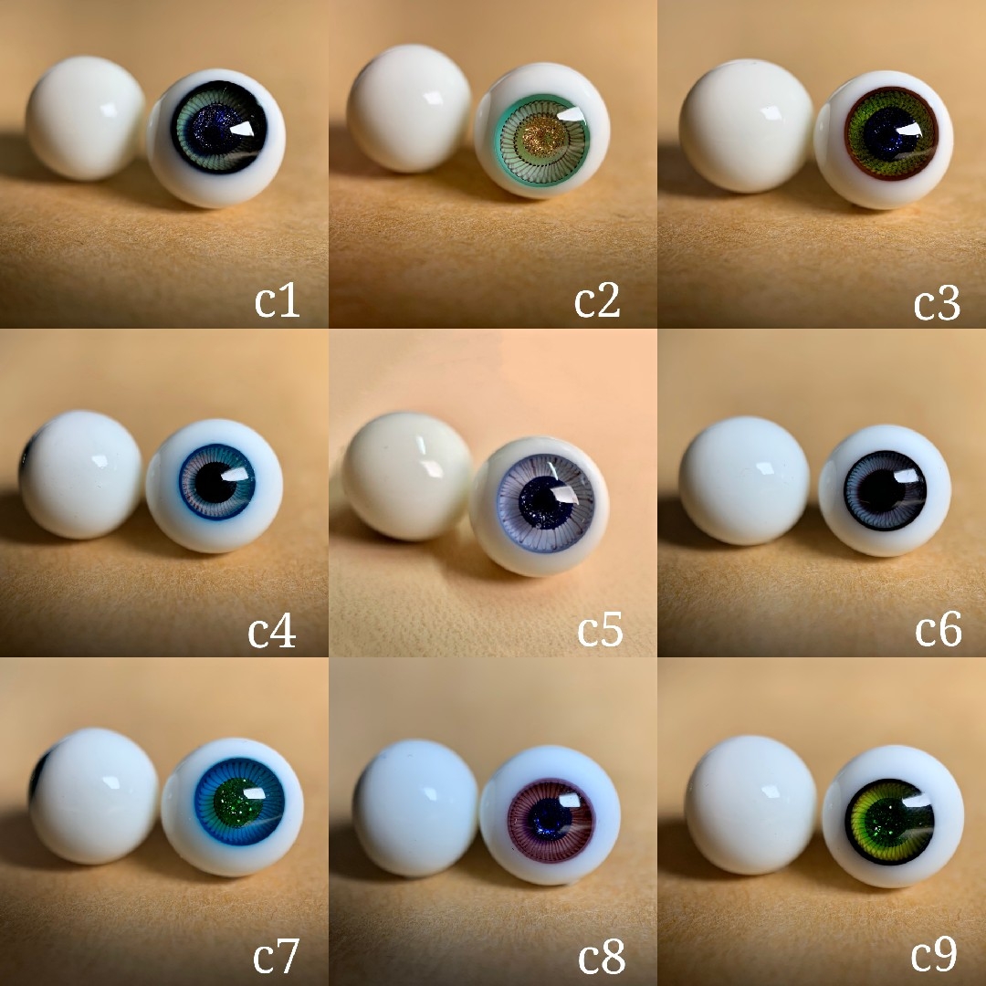 ob11娃头彩色玻璃眼珠可动黑珍珠10mm 8mmdiy仿真8分bjd娃眼新品 - 图0