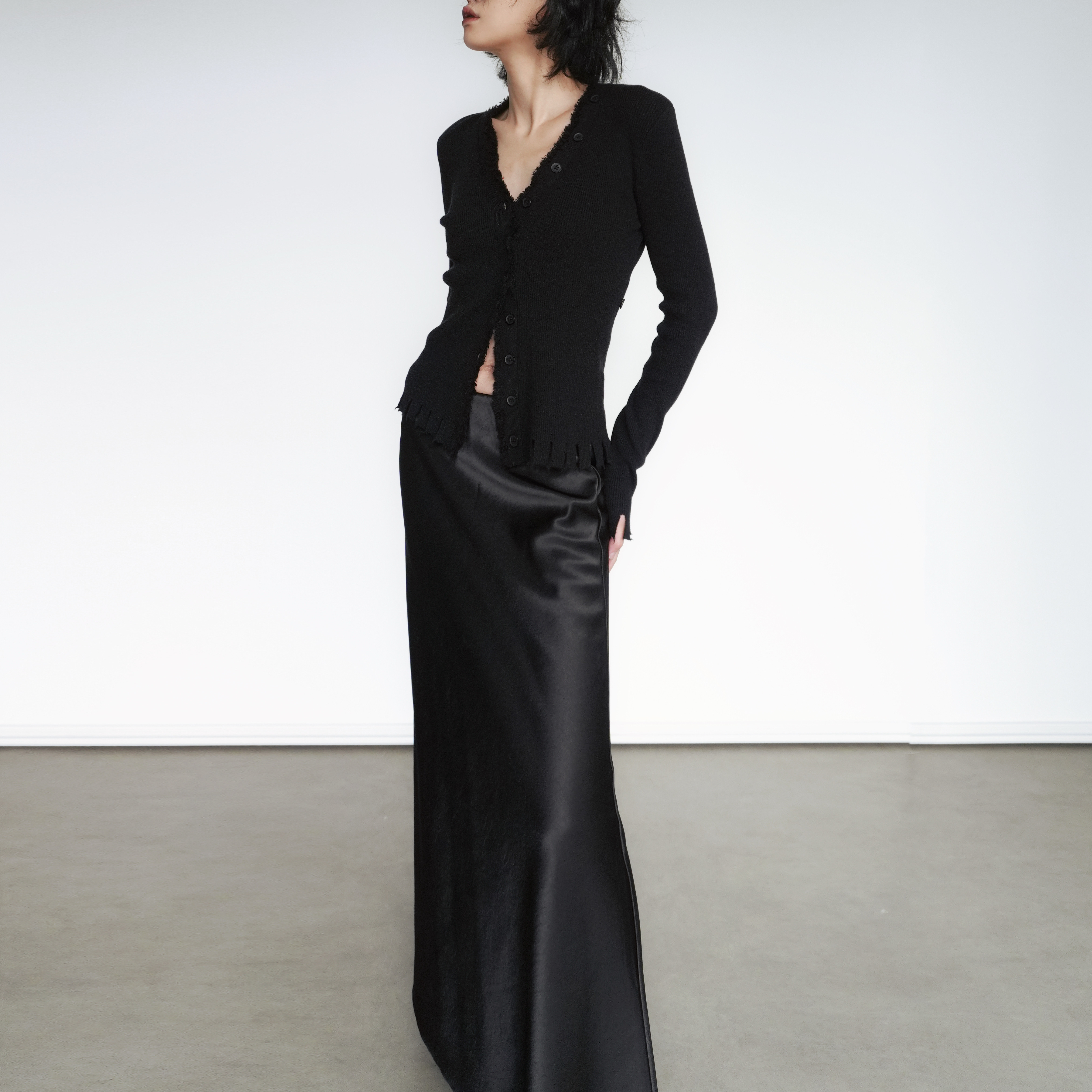 尢系UXI  法式长袖针织开衫V领破坏毛边显瘦百搭打底衫收腰上衣,淘宝优惠券,粉丝福利购,淘宝优惠卷