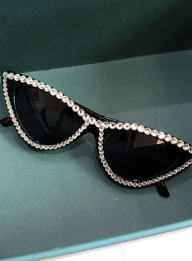 镶钻个性风小框网红发光爆闪墨镜