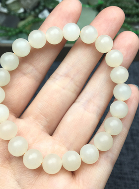 正品和田玉手串蜂蜜水白玉散珠手链女礼物天然玉石手串