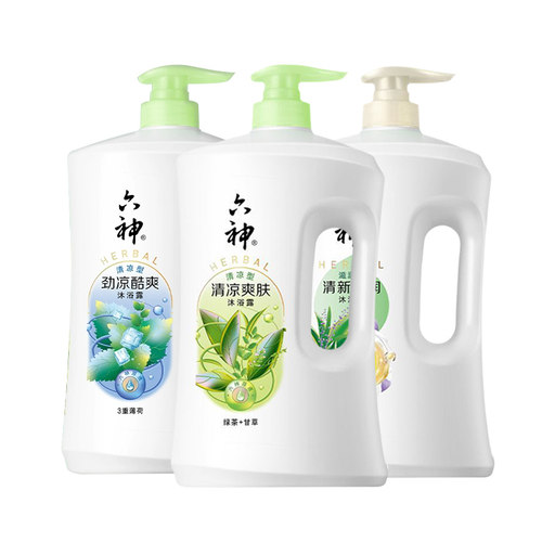 六神沐浴露持久留香清凉爽肤绿茶甘草1.5L大容量沐浴乳液男女家庭 - 图3