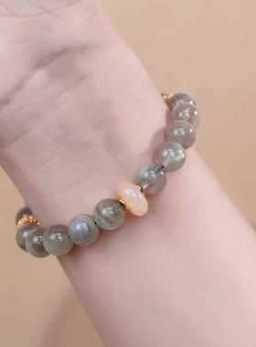 天然灰月光石手链女新中式玛瑙半镯国学古风手串国潮爆款走心