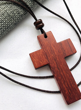 心中义树家红木十字架首饰