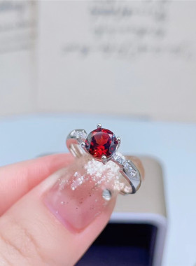 女925银简约大方天然宝石石榴石