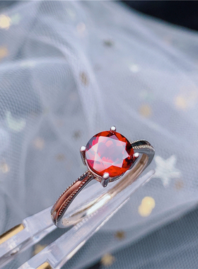 经典天然鸽血红宝石戒指石榴石
