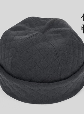 僧帽冬季出家僧人女围巾帽子圆顶男保暖和尚比丘尼师父居士帽灰色