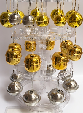 金色圆铃铛招财猫方铃铛送波珠链