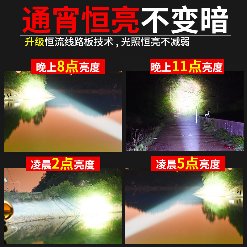 超大九核Led爆亮头灯强光充电21700锂电黄白蓝三色夜钓鱼户外探照-图3