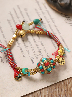 藏式风复古编织手链民族风手绳