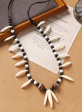 原创长款满编狗牙项链复古毛衣链