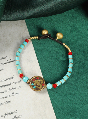 手工编织尼泊尔纯铜手链小众复古