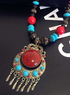 欧美复古时尚项链夸张铃铛毛衣链