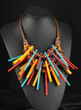 欧美手工超夸张木珠舞台项链女