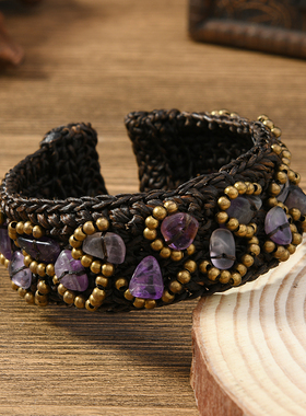 重工编织民族风天然石手镯异域风