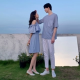 DISOO Парная одежда для влюбленных, летняя трендовая летняя одежда, небольшой дизайнерский комплект, футболка, тренд сезона