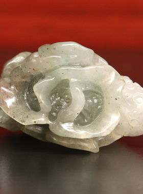 白菜手把件百财把玩件桂林鸡血玉石贵妃料冰绿款63*39*27mm 40g