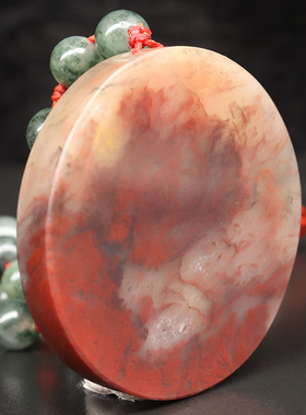 天然鸡血玉玉石上朗料玉化红吊坠