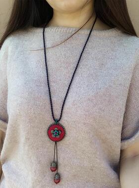 花朵红色新年喜庆长项链