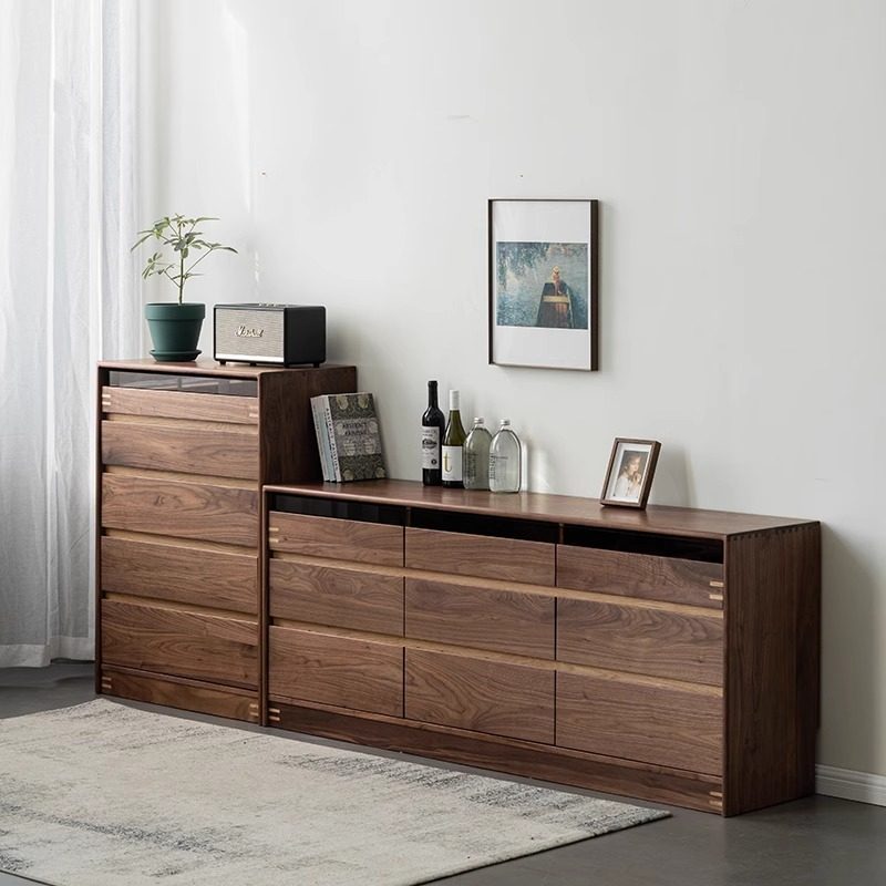 北美黑胡桃木五斗柜实木客厅卧室靠墙储物收纳柜床尾置物柜九斗柜,淘宝优惠券,粉丝福利购,淘宝优惠卷