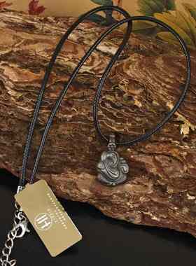 高级小众925纯银象神吊坠项链复古老蜡染复古项链手工纯银项圈