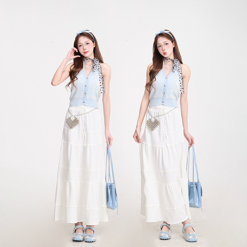 NERESUM韩系V领挂脖针织背心女夏季甜辣短款露背无袖针织衫上衣,淘宝优惠券,粉丝福利购,淘宝优惠卷