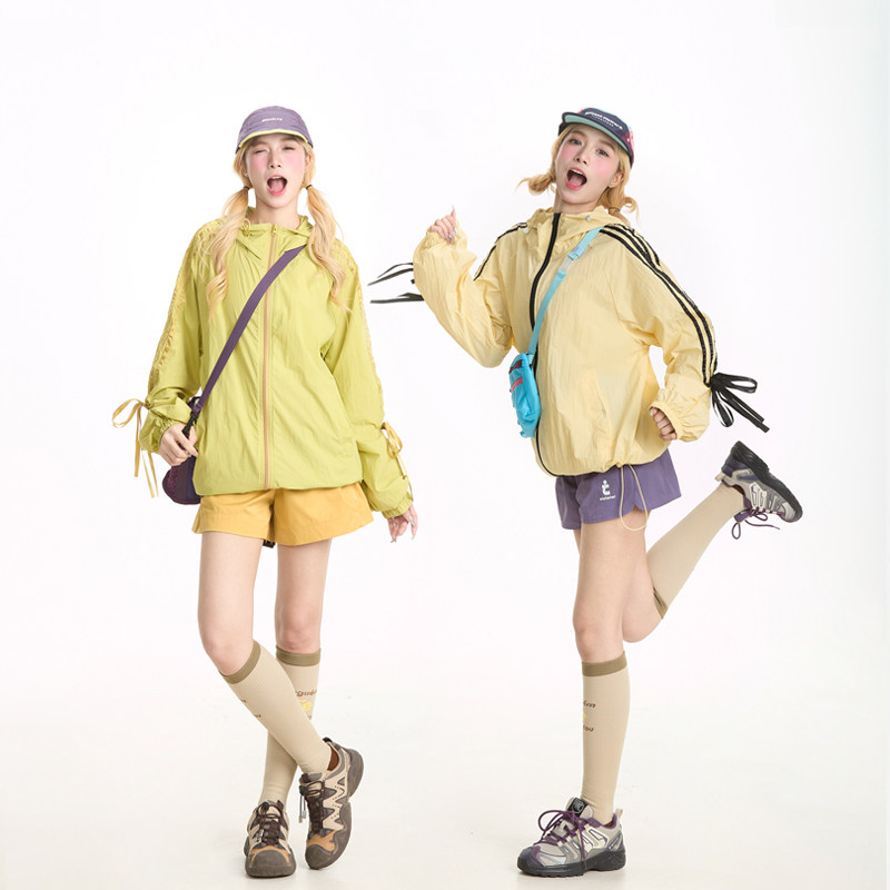 NERESUM户外轻薄透气蝴蝶结条纹防晒衣女夏季速干运动防晒服外套,淘宝优惠券,粉丝福利购,淘宝优惠卷