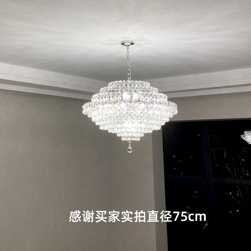 现代简约客厅餐厅卧室灯圆形设计师美式奢华别墅轻奢法式水晶吊灯 - 图2