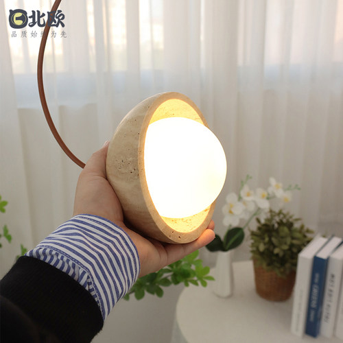 北欧复古原石吊灯日式侘寂风过道门厅餐厅阳台吧台民宿卧室床头灯 - 图0