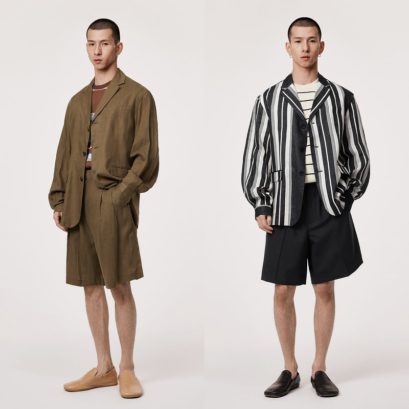 速写男装夏季新款休闲西服薄款宽松