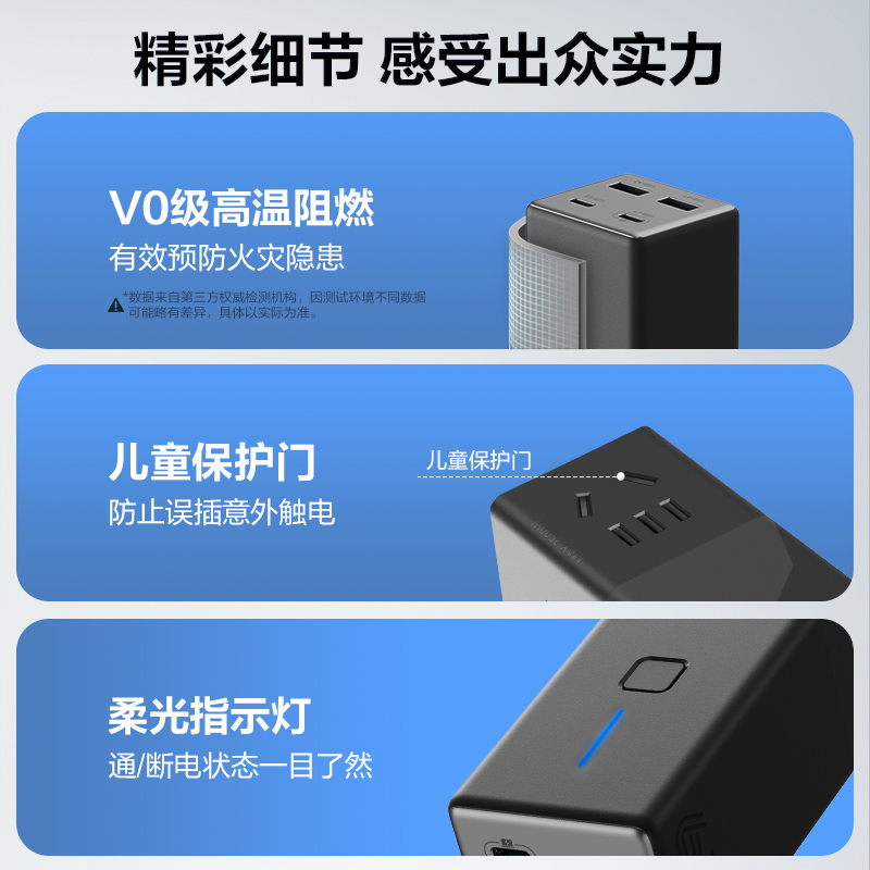 公牛氮化镓插座20w30w67w安全快充小电舱排插充电usb插排接线板