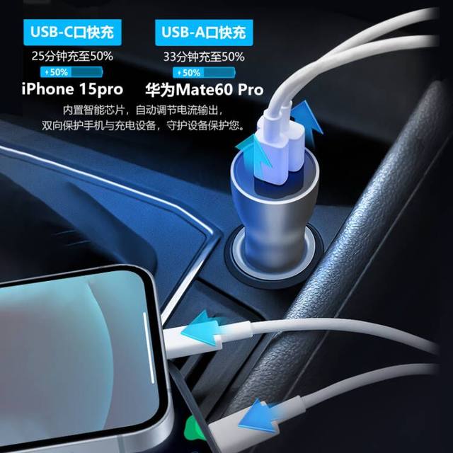 Bull car charger cigarette lighter Apple PD fast charging
