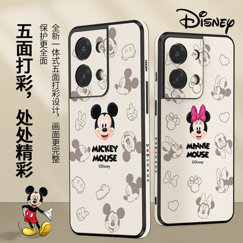 迪士尼正版适用于opporeno9手机壳reno8pro新款女防摔reno7保护套+小羊皮网红全包6por米奇情侣十皮质高级感5 - 图1