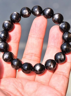 收藏级十字星光金运石手链黑水晶