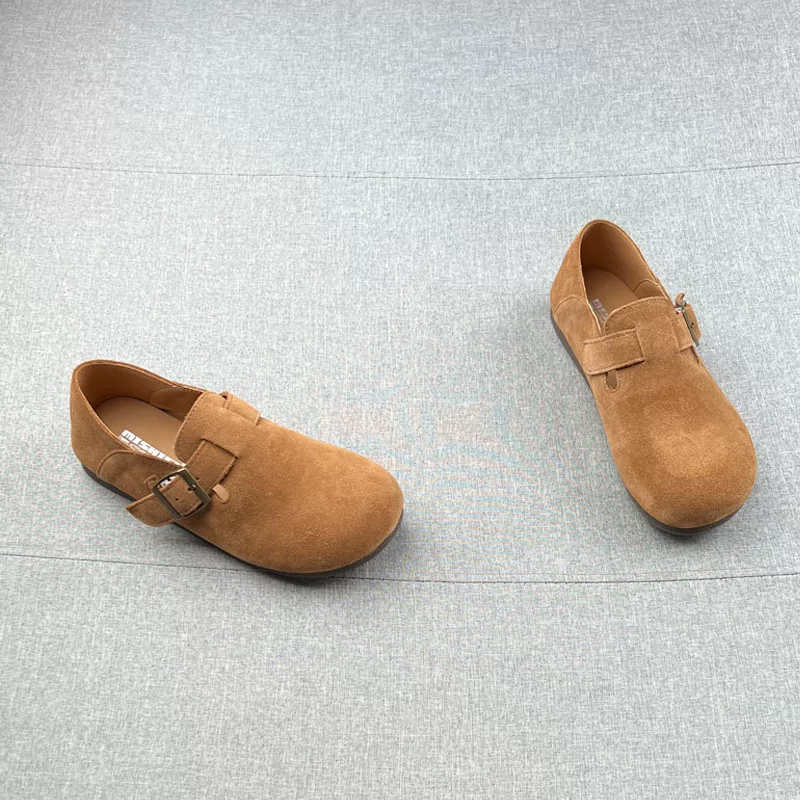 Кожаные слипоны на плоской низкой подошвеBirkenstock для женщин весна 2024 нескользящие обувь на низком каблуке из буйволиной кожи повседневная обувь