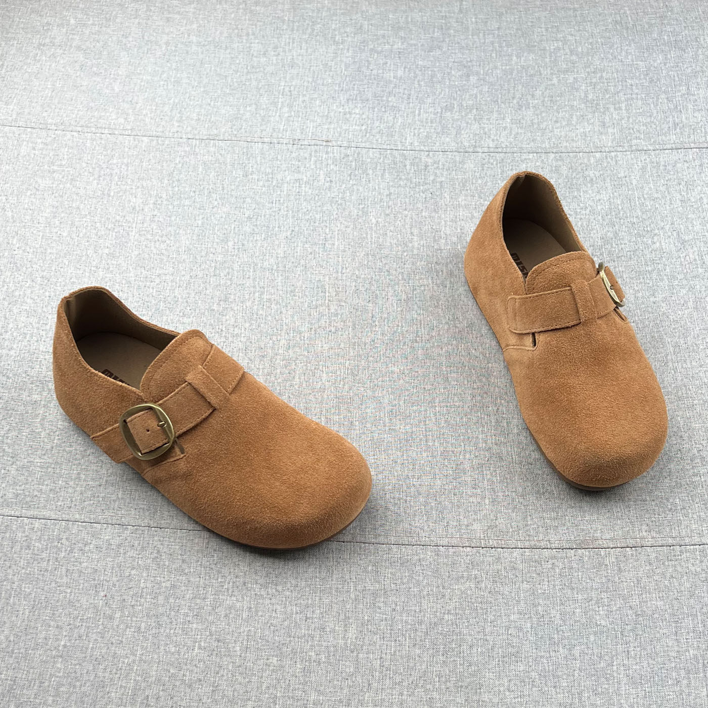 米新款~真皮搭扣一脚蹬内增高勃肯鞋豆豆鞋女2025年秋款防滑单鞋,淘宝优惠券,粉丝福利购,淘宝优惠卷