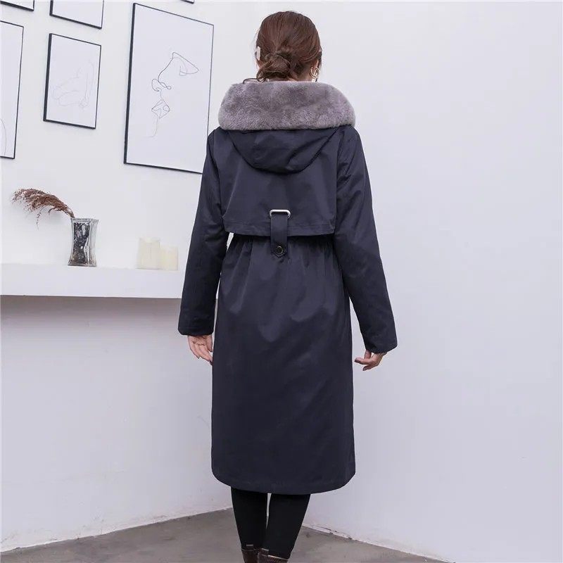 派克服女冬中长款皮草外套貂绒内胆可拆卸皮毛一体大衣妈妈装2024,淘宝优惠券,粉丝福利购,淘宝优惠卷