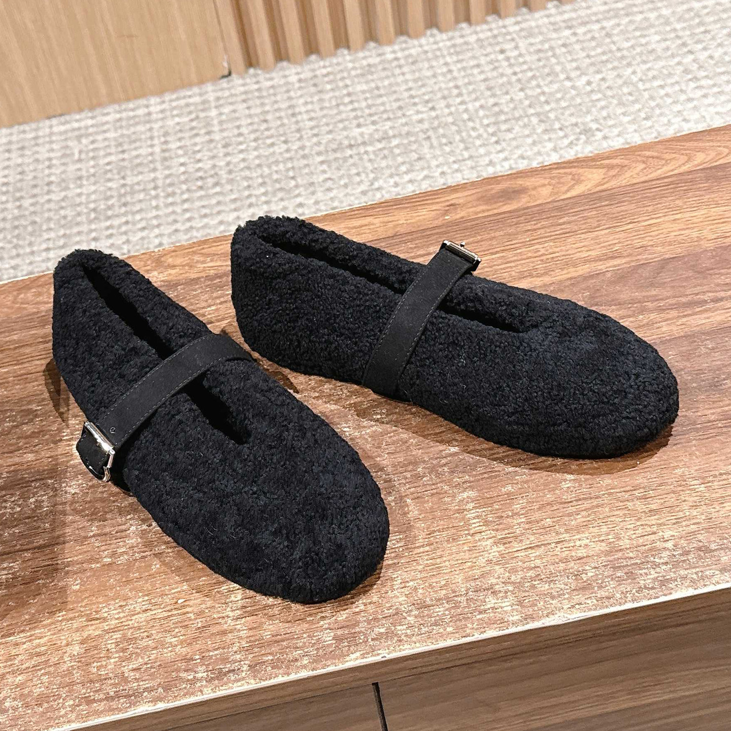 内增高~羊皮毛一体加厚抗寒毛毛鞋女保暖一字带玛丽珍芭蕾舞单鞋,淘宝优惠券,粉丝福利购,淘宝优惠卷