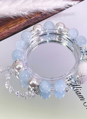 海蓝宝水晶手串女 | 治愈 清冷气质 | 静心转运百搭手链 | 可定制