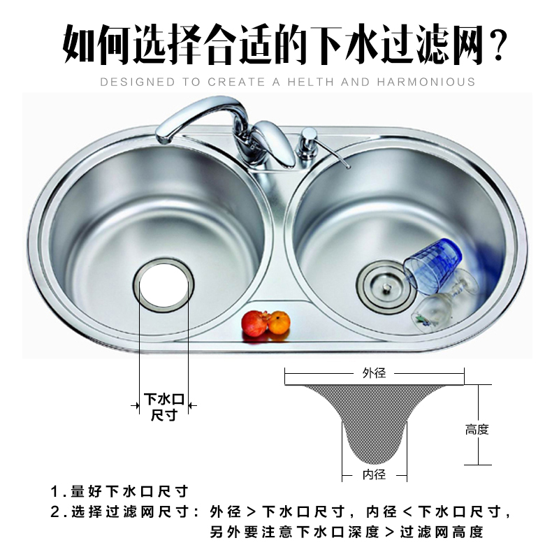 洗菜盆拖把池下水道口过滤网罩地漏洗手脸盆浴室毛发防堵水池漏斗-图3