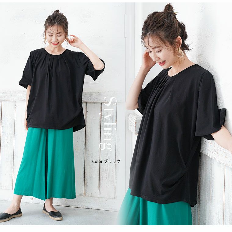 日单H夏季大码女装百褶宽松纯棉T恤plus size cotton loose tops-图1