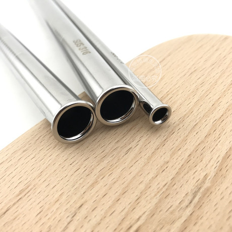 One Piece Anti Scratch 304 316 Stainless Steel Straw Oblique Mouth Straight Bend Thick Pearl Metal