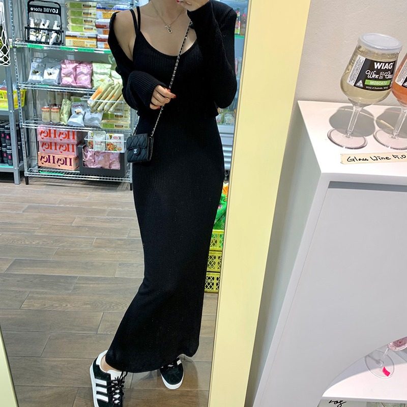 装2026新款夏季今年流行爆款女人味时尚螺纹开衫吊带连衣裙两件套,淘宝优惠券,粉丝福利购,淘宝优惠卷