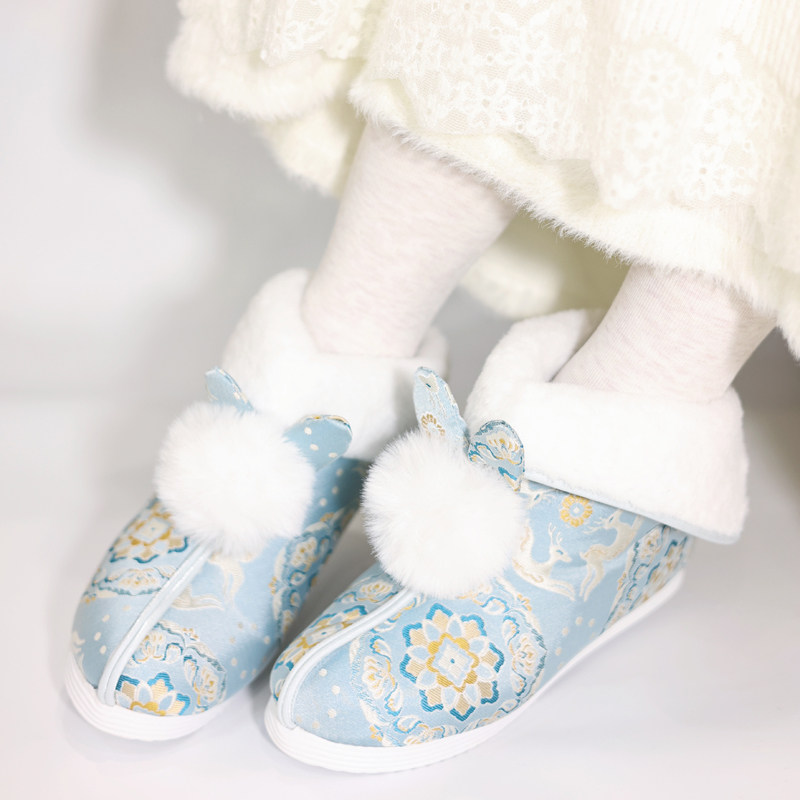江南朱记加绒汉服靴子【鹿奔奔】秋冬保暖布靴古风布鞋兔兔汉服鞋,淘宝优惠券,粉丝福利购,淘宝优惠卷