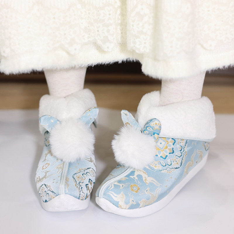 江南朱记加绒汉服靴子【鹿奔奔】秋冬保暖布靴古风布鞋兔兔汉服鞋,淘宝优惠券,粉丝福利购,淘宝优惠卷