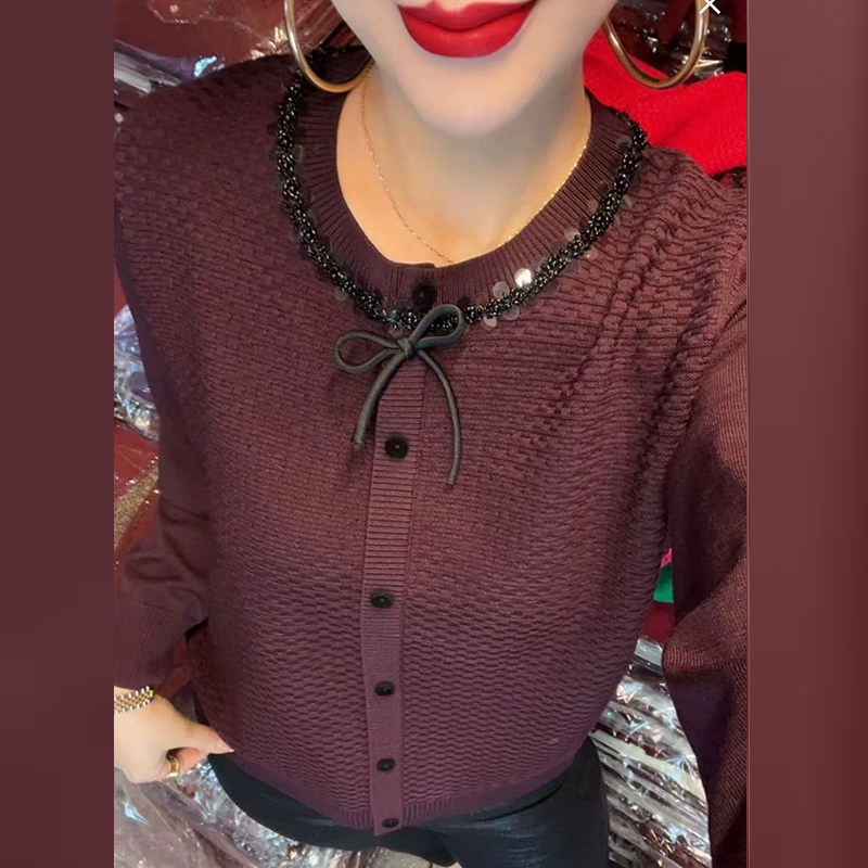 中年妈妈针织开衫2025秋冬新款洋气中老年女装毛衣外穿打底上衣女