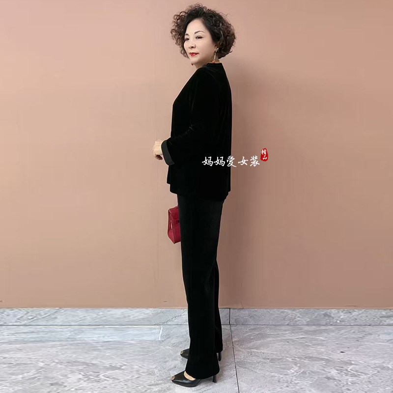 阔太太国风新款步摇提花撞色中老年妈妈上衣秋季丝绒洋气大码套装,淘宝优惠券,粉丝福利购,淘宝优惠卷