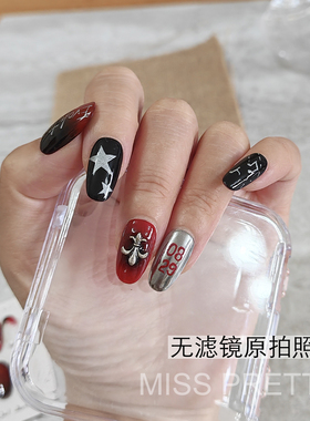 手绘穿戴甲谢霆锋演唱会应援美甲